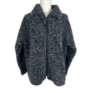 Arket Teddy Coat Jacket Sherpa Fleece Two-Tone Turtleneck Zip Pocket Size Medium